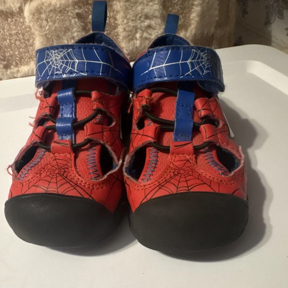 Marvel Spider-Man Boys Light up Sandals Red Blue Web Print Closed Toe Size 10